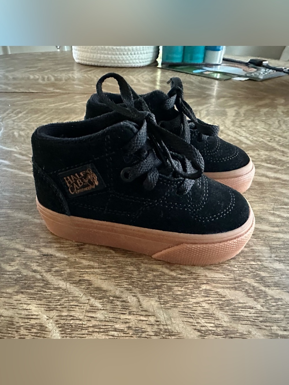Vans baby Black High-Top Sneakers with Tan Sole